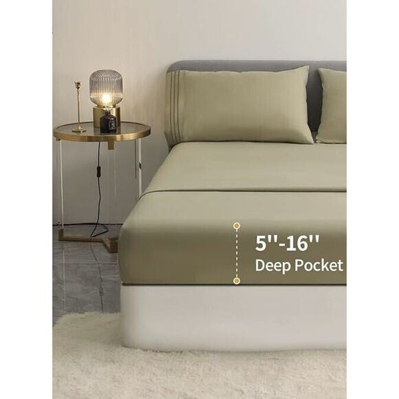 Cove Muse Microfiber Premium Sheet Set Sage Green Size Twin XL - Picture 3 of 4